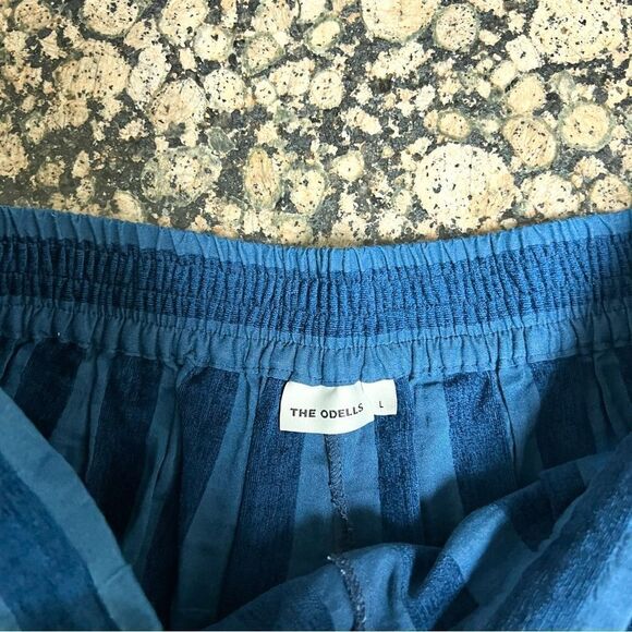 The Odells Blue Cropped Striped Pants Pull On Pockets Size L - Picture 5 of 6